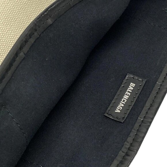 Auth BALENCIAGA Navy Cabas XS 390346 Cream Black Canvas Leather - Tote Bag - Picture 11 of 16
